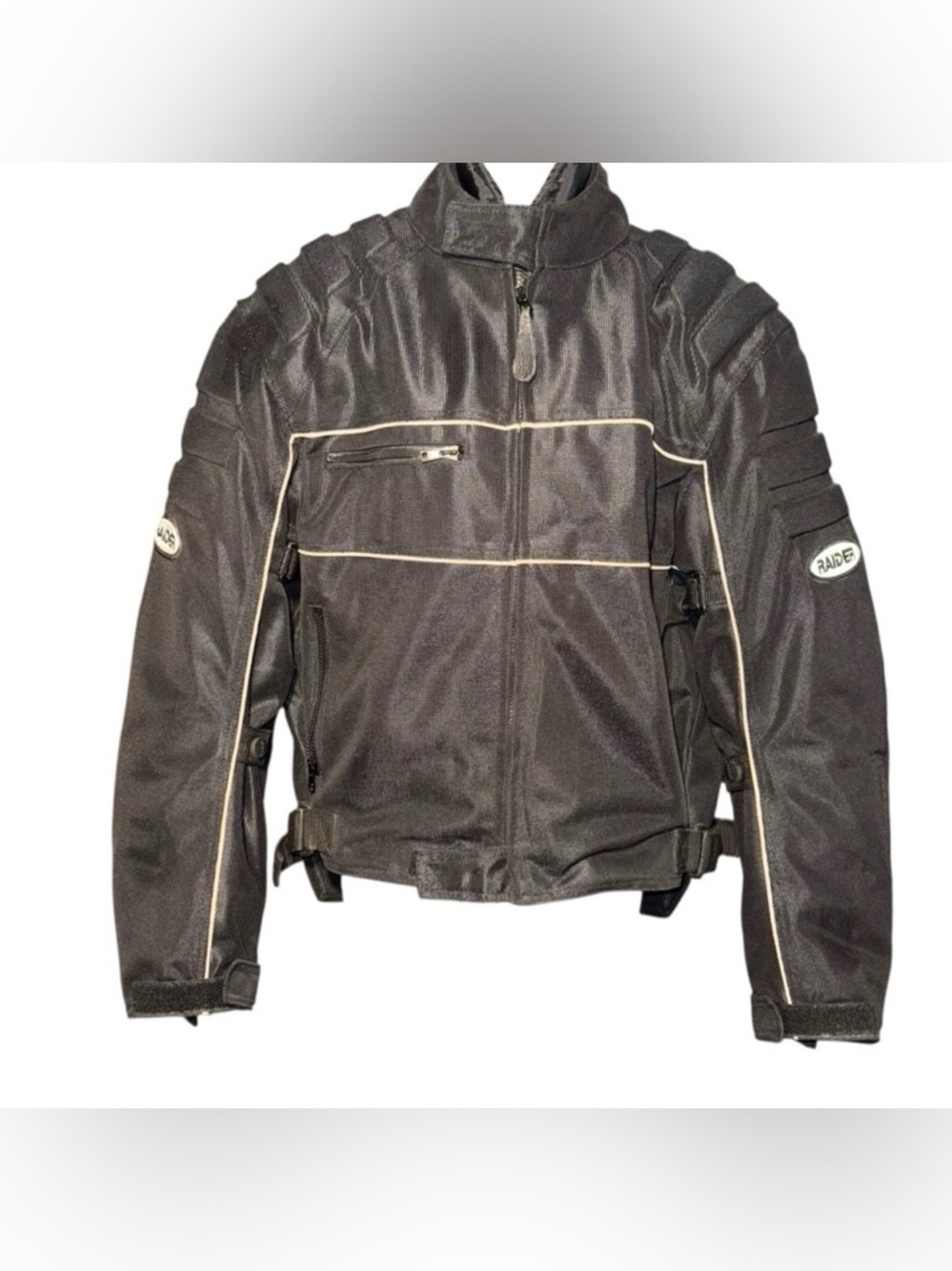 Raider women’s black motorcycle jacket w/ pads zip-out liner protective XL